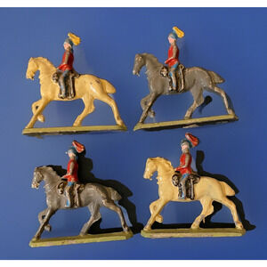 4 Vintage Lead Toy British Dragoon Calvary Soldiers Pre-World War I 2.5" 63.5mm